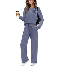 Load image into Gallery viewer, New Autumn Winter Women Two Piece Set O Neck Long Sleeve Sweatshirt Shirt High Wasit Drawstring Pants Female Casual Track Suits