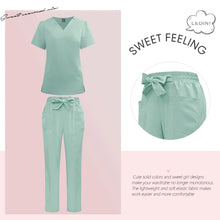 Load image into Gallery viewer, Surgical Uniforms Woman Fashion Bow Belt Nursing Scrubs Set Medical Uniform Top Pants Hospital Clinical Suits Beauty Spa Clothes