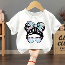 Load image into Gallery viewer, Summer Girls Casual T Shirts Fashion Printed Children's Short Sleeve Tops Kids Breathable Comfy Outdoor Tee Black Pink White
