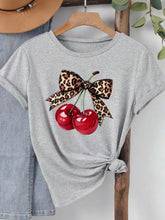 Load image into Gallery viewer, Fashion Cherry Print Women T-Shirt Short Sleeve Crew Neck Casual Tops for Summer Spring Women's Clothing Tops Tees