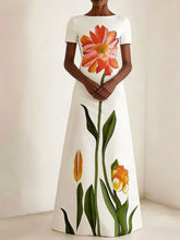 Load image into Gallery viewer, Women's Artistic Print Retro Slim-Fit Long Dress