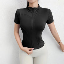 Load image into Gallery viewer, Casual Slim Sports Coat For Women Short Sleeve Solid Zipper Tops Female Cycling Running Yoga Outfit Clothes Summer Sport Jacket