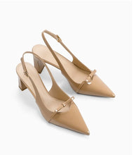 Load image into Gallery viewer, Women's Bow Pointed Toe Slingback Low Heel Shoes