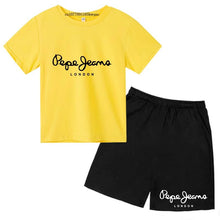 Load image into Gallery viewer, Kids Trendy Simple Letter Print Summer Fashion Breathable Tees+Shorts 2pcs Sportsuits 3-13 Years Boys Girls Outfits Clothes Sets