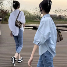 Load image into Gallery viewer, Summer Shirt Women Blouses 2024 New Mid-sleeve Loose Y2k Chic Clothes Fashion Irregular Shirts Korean Ladies Casual Vacation Tos