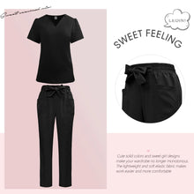 Load image into Gallery viewer, Surgical Uniforms Woman Fashion Bow Belt Nursing Scrubs Set Medical Uniform Top Pants Hospital Clinical Suits Beauty Spa Clothes