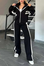 Load image into Gallery viewer, Autumn Winter Women's New Hoodie Suit Y2K Striped Zipper Loose Fit Jacket Outwear And High Waist Side-striped Pants Sports Sets