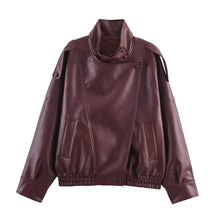 Load image into Gallery viewer, Women's Jacket Fall 2025 New Black Long Sleeve Pebble Faux Leather Jacket Motorcycle Style Personality Fashion