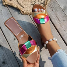 Load image into Gallery viewer, Flat Slippers Casual Shoes Woman 2026 Trend Luxury Summer Elegant Dresses Sandals Beach Designer House Round Toe Brand Bathroom