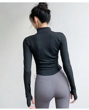 Load image into Gallery viewer, Long Sleeve Sports Jacket Women Zip Fitness Yoga Shirt Winter Warm Gym Top Activewear Running Coats Workout Clothes For Cycling