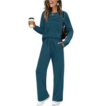 Load image into Gallery viewer, New Autumn Winter Women Two Piece Set O Neck Long Sleeve Sweatshirt Shirt High Wasit Drawstring Pants Female Casual Track Suits
