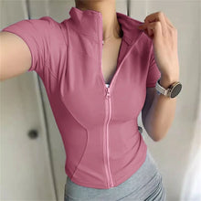 Load image into Gallery viewer, Casual Slim Sports Coat For Women Short Sleeve Solid Zipper Tops Female Cycling Running Yoga Outfit Clothes Summer Sport Jacket