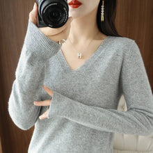 Load image into Gallery viewer, New Cashmere Women's V-neck Pullover Lace Neck Hollow Out Design Casual Knitted Long Sleeve Women's Sweater Autumn And Winter