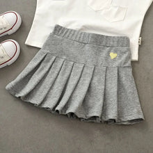 Load image into Gallery viewer, JK Skirt Shorts Children Miniskirt Summer Girls Candy Color Embroidered Heart Design Simple Pleated Skirt Safety Pants Design