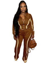 Load image into Gallery viewer, 2025 Winter Female Outfits Sets Streetwear Patchwork Zip up Big Lapel Jacket Women Tracksuit Two Pieces Wide Leg Pants Set