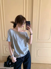 Load image into Gallery viewer, T-shirts Women Solid Simple Summer Casual Cleanfit Short Sleeve All-match Young Girls Streetwear Y2k Top Aesthetic Clothes Ins