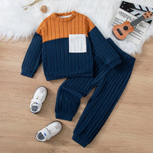 Load image into Gallery viewer, 2025 Boys Autumn Winter Long Sleeve sweater suits Solid Color Block Pants Set Kids Outfit Casual Comfortable Clothing