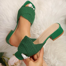 Load image into Gallery viewer, Fashion Summer Women Colorblock Braided Chunky Heeled Sandals Going Out Female Beach Shoes Korean Style High Heels Slippers