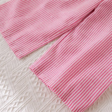 Load image into Gallery viewer, Humor Bear Summer Girls' Suits Pink vertical stripe Bow Sleeveless Vest Top+Pants Two-piece Set Sweet Kids' Clothing Sets