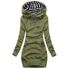 Load image into Gallery viewer, Hoodie Dress Casual Solid Colour Long Sleeve Drawstring Hoodie Dress Slim Hooded Pullover Sweatshirt Dress