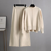 Load image into Gallery viewer, Winter Sweater for Women Tracksuit Half High Collar Knit Solid Color 2 Piece Set Knitted Pullover Sweater Elastic Trousers Suits
