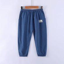 Load image into Gallery viewer, Children Trousers For Boys Girls Cotton Linen Elastic Waist Solid Color Summer Mosquito Pants Kids Clothing Long Pants 100-160cm