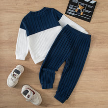 Load image into Gallery viewer, 2025 Boys Autumn Winter Long Sleeve sweater suits Solid Color Block Pants Set Kids Outfit Casual Comfortable Clothing