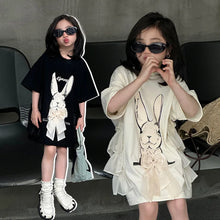 Load image into Gallery viewer, Girls Summer Dress Trendy Cool Fashionable Versatile Mid-Toddler T-Shirt to Big Kids Top 2025