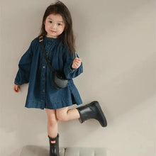 Load image into Gallery viewer, Girls' Cotton Puff Sleeve Denim Dress