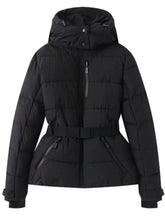 Load image into Gallery viewer, Women's Hooded High Waist Belted Padded Coat