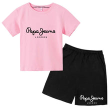 Load image into Gallery viewer, Kids Trendy Simple Letter Print Summer Fashion Breathable Tees+Shorts 2pcs Sportsuits 3-13 Years Boys Girls Outfits Clothes Sets