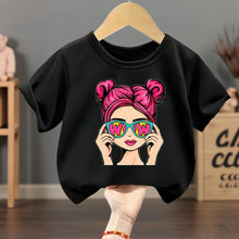Load image into Gallery viewer, Summer Girls Casual T Shirts Fashion Printed Children's Short Sleeve Tops Kids Breathable Comfy Outdoor Tee Black Pink White