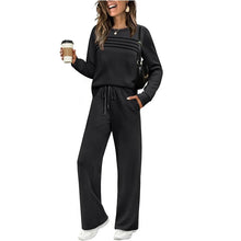 Load image into Gallery viewer, New Autumn Winter Women Two Piece Set O Neck Long Sleeve Sweatshirt Shirt High Wasit Drawstring Pants Female Casual Track Suits