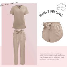 Load image into Gallery viewer, Surgical Uniforms Woman Fashion Bow Belt Nursing Scrubs Set Medical Uniform Top Pants Hospital Clinical Suits Beauty Spa Clothes