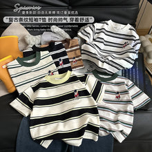 Load image into Gallery viewer, Summer Cotton Children Stripe Short Sleeve T-shirt For Boys and Girls Vintage Fashion Tops
