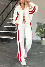 Load image into Gallery viewer, Autumn Winter Women's New Hoodie Suit Y2K Striped Zipper Loose Fit Jacket Outwear And High Waist Side-striped Pants Sports Sets