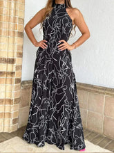 Load image into Gallery viewer, Summer women's wear with elegant waist-cinching sash-tie sleeveless off-shoulder long pants printed jumps
