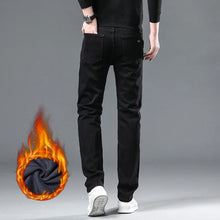 Load image into Gallery viewer, 2025 New Winter Men Black Straight Stretch Denim Thick Velvet Pants Warm Jeans Casual Fleece Line Trousers Male Plus Size