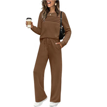 Load image into Gallery viewer, New Autumn Winter Women Two Piece Set O Neck Long Sleeve Sweatshirt Shirt High Wasit Drawstring Pants Female Casual Track Suits