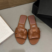 Load image into Gallery viewer, Summer Women Slippers Fashion Outdoor Casual Breathable Flat T-shape Soft Comfortable Heels Shoes Open Toe Sandals Slides Women