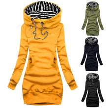 Load image into Gallery viewer, Hoodie Dress Casual Solid Colour Long Sleeve Drawstring Hoodie Dress Slim Hooded Pullover Sweatshirt Dress
