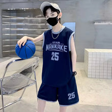 Load image into Gallery viewer, 2026 New Kids Summer Trendy Letter Print Sleeveless Breathable Tees+Shorts 2pcs Sportsuits Teenage Kids Basketball Sports Sets