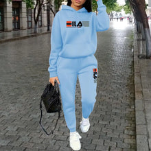 Load image into Gallery viewer, Women's Printed Fleece Hoodie & Pants Two-Piece Set