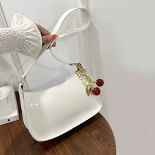 Load image into Gallery viewer, Women's Cherry Pendant PU Leather Shoulder Bag