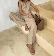 Load image into Gallery viewer, Women Linen Cotton Chic Vest & Pants Suit Two-Piece Set