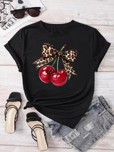 Load image into Gallery viewer, Fashion Cherry Print Women T-Shirt Short Sleeve Crew Neck Casual Tops for Summer Spring Women's Clothing Tops Tees