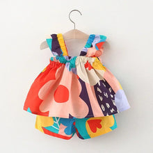 Load image into Gallery viewer, Summer Baby Girls Clothing Sets Suspender Top Color Matching Floral Vest + Children'S Casual Pants Little Kids Clothes Suit