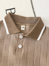 Load image into Gallery viewer, Boys' Summer Casual Shorts Set Khaki Solid Color Half Cardigan T-shirt & Same Color Shorts Set Children's Summer Vacation Lightw