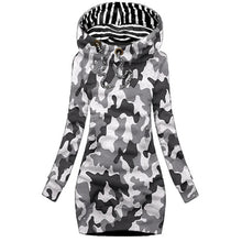 Load image into Gallery viewer, Hoodie Dress Casual Solid Colour Long Sleeve Drawstring Hoodie Dress Slim Hooded Pullover Sweatshirt Dress