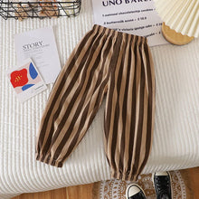 Load image into Gallery viewer, Summer Kids Casual Pants 1-6Y Simple Boys Grid Sweat Pants Korean Loose Thin Children Striped Letter Trousers
